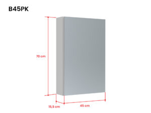 Bianco peilikaappi ilman valoa ja pistorasiaa B45PK mittakuva