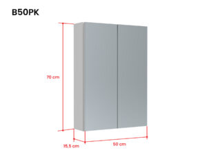 Bianco peilikaappi ilman valoa ja pistorasiaa B50PK mittakuva