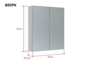 Bianco peilikaappi ilman valoa ja pistorasiaa B60PK mittakuva