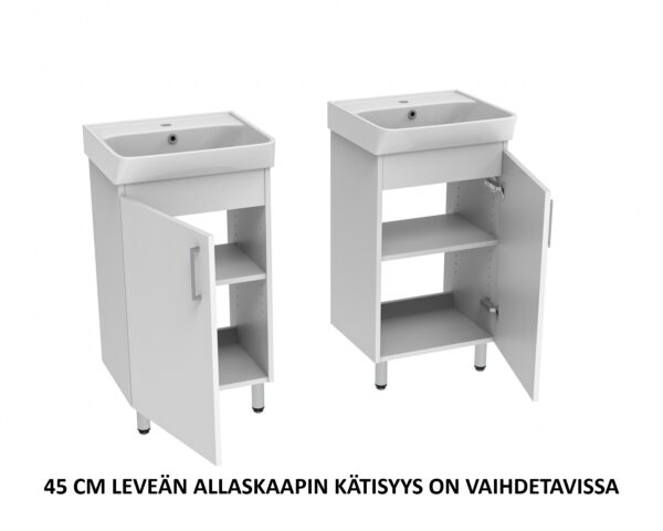 Allaskaappi ovella 45 cm, ovi auki