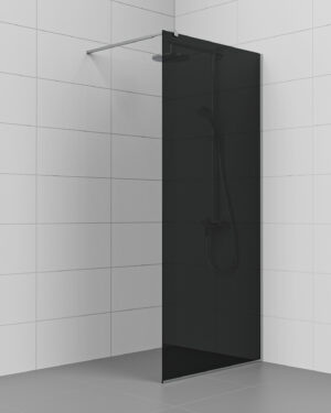 KL21, musta lasi, kromatut metalliosat, leveys 90 cm