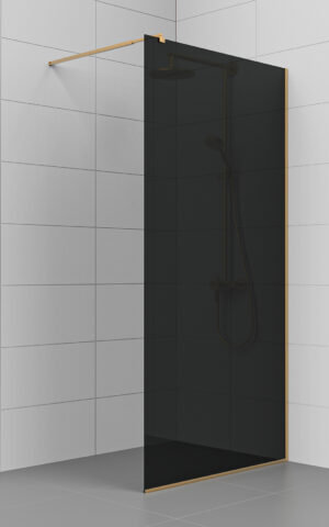Kiinteä suihkuseinä – metalliosat HARJATTUA MESSINKIÄ, MUSTA lasi, KL25-KL27