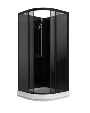 Dušikabiin 90x90 cm hallide klaaside ja mustade tagaseintega